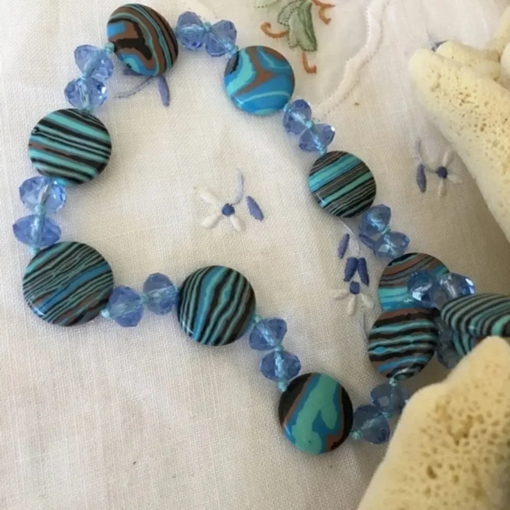 𝅺howlite blue gem stone necklace blue crystal necklace, blue turquoise necklace